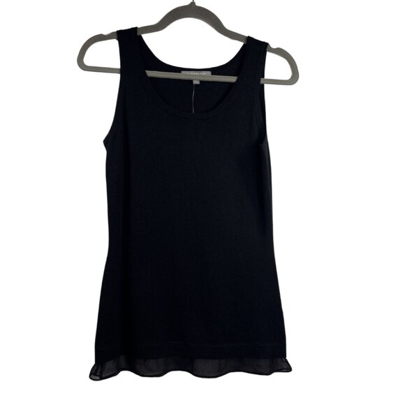 Neiman Marcus Cashmere Collection Black Tank Top Sheer Hem Size S NWT $150 - Picture 1 of 7